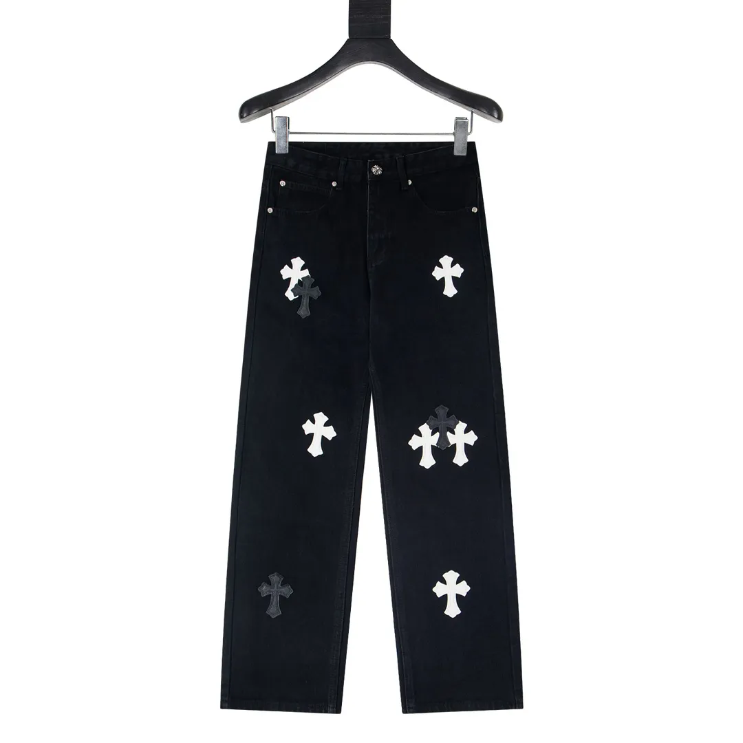P270 model number Y847 Chrome Hearts & CH city limited series Sanskrit cross patch patchwork leather jeans require finished products to be washed and then disassembled and hand-stitched with sheepskin cross leather and then spliced ​​together to complete. The whole process is too complicated to explain. The texture can be seen in the hand, and it looks good. The styles with different washed textures are very friendly to people with thin legs and thick legs. The straight version is very flattering to the leg shape. The moderate length is timeless and can be matched easily and casually. It is the basic styling foundation for various styles and is a must-have in the wardrobe! The fabric is stiff but also makes the upper body soft without losing texture. The washing process is even more perfect. It is a must-have item for everyone! ! ! Washed wheat, hang tag, pants label, three labels are complete, the upper body effect is particularly stiff and stylish, super stylish, same style for men and women - Color: Size: 28 30 32 34
